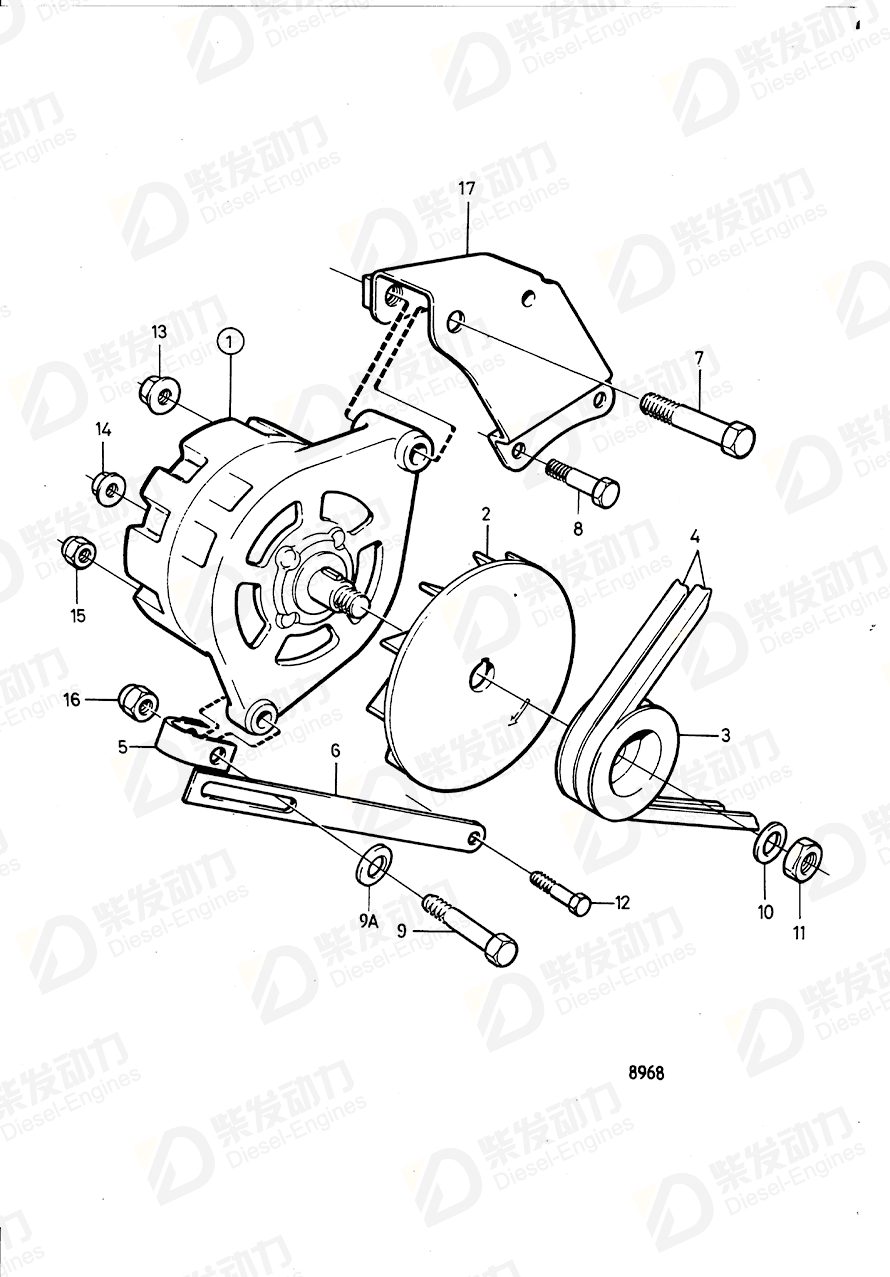 VOLVO V-belt pulley 1542448 Drawing